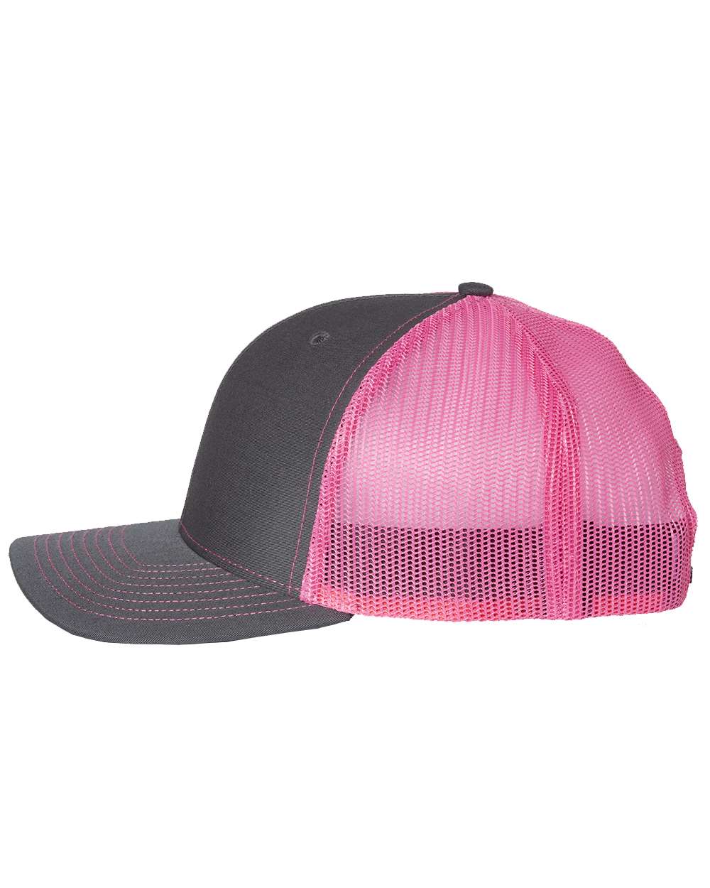 Richardson Snapback Trucker Cap - 112 Charcoal- Neon Pink