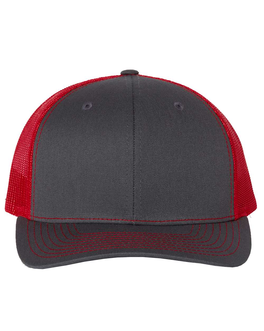 Richardson Snapback Trucker Cap - 112 Charcoal- Red