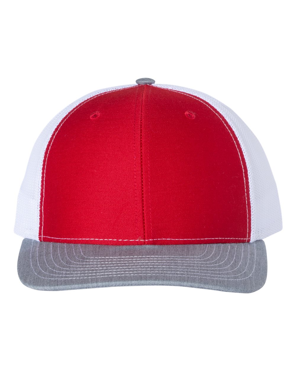 Richardson Snapback Trucker Cap - 112 Red- White- Heather Grey