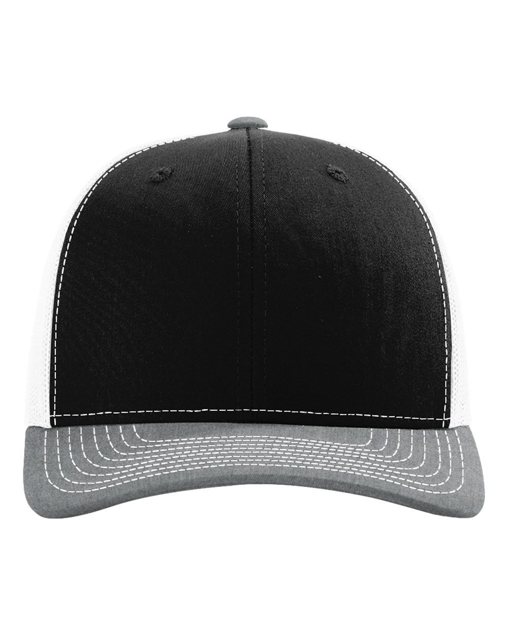 Richardson Snapback Trucker Cap - 112 Black- White- Heather Grey