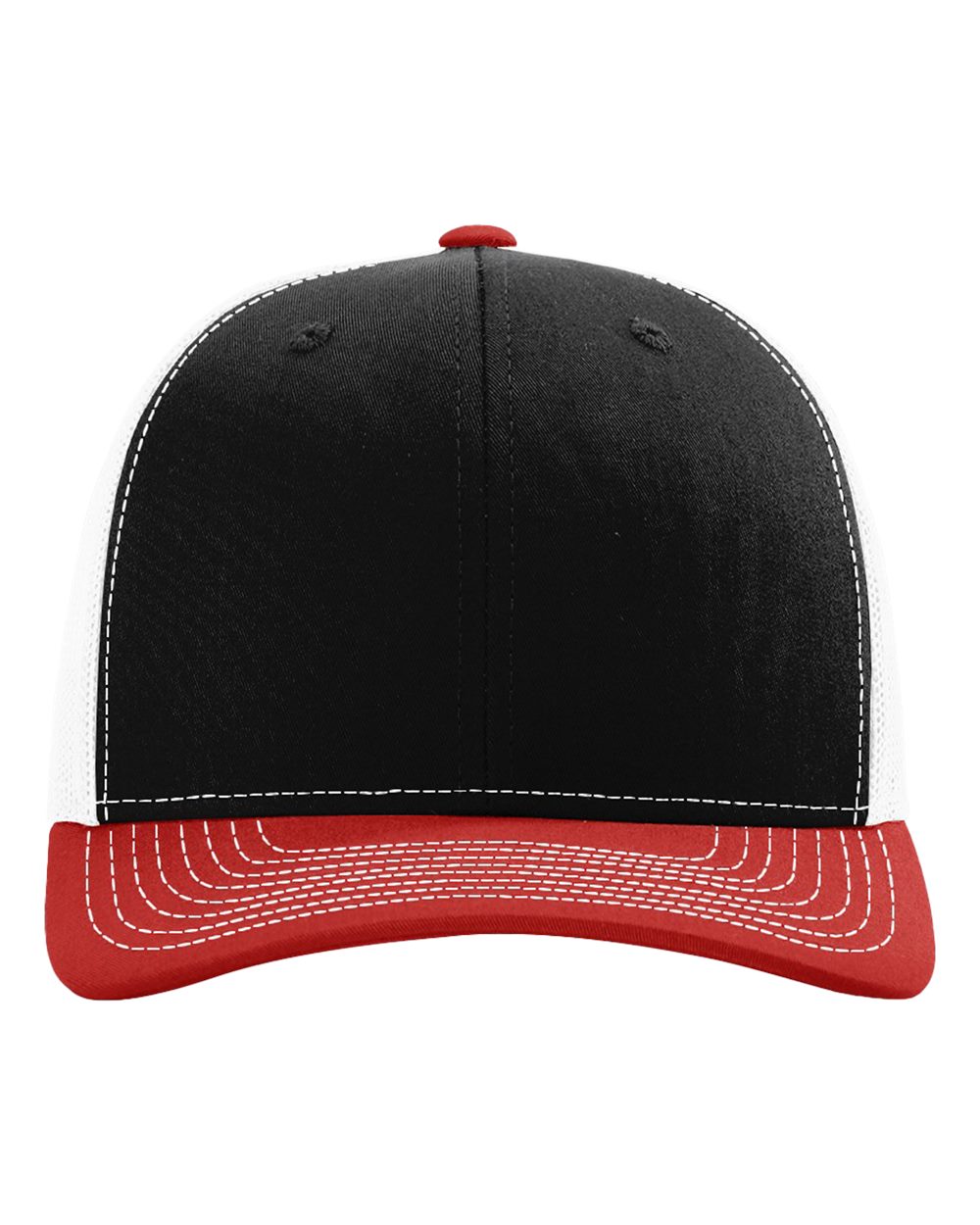Richardson Snapback Trucker Cap - 112 Black- White- Red