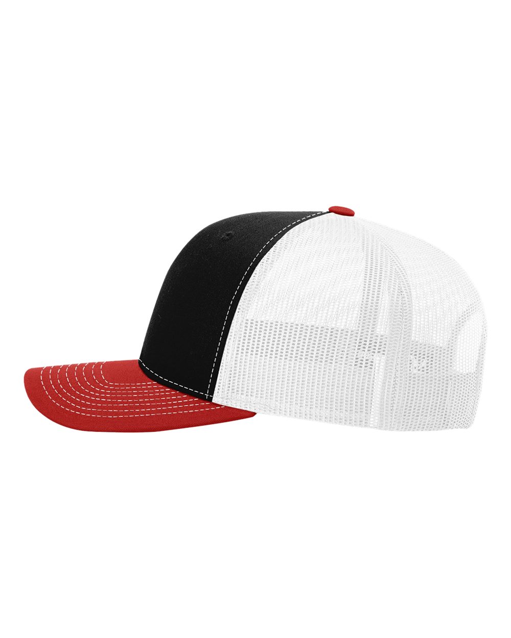 Richardson Snapback Trucker Cap - 112 Black- White- Red