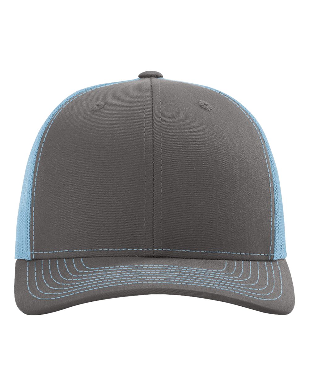 Richardson Snapback Trucker Cap - 112 Charcoal- Columbia Blue