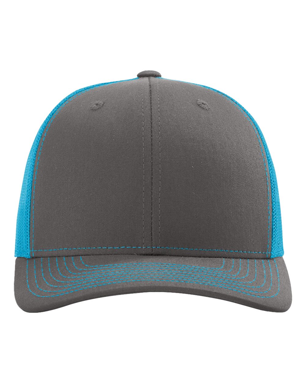 Richardson Snapback Trucker Cap - 112 Charcoal- Neon Blue