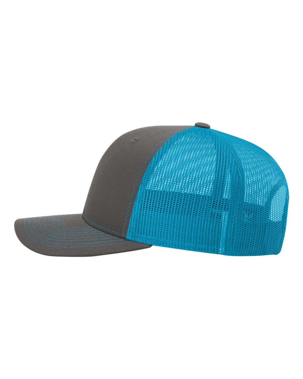 Richardson Snapback Trucker Cap - 112 Charcoal- Neon Blue