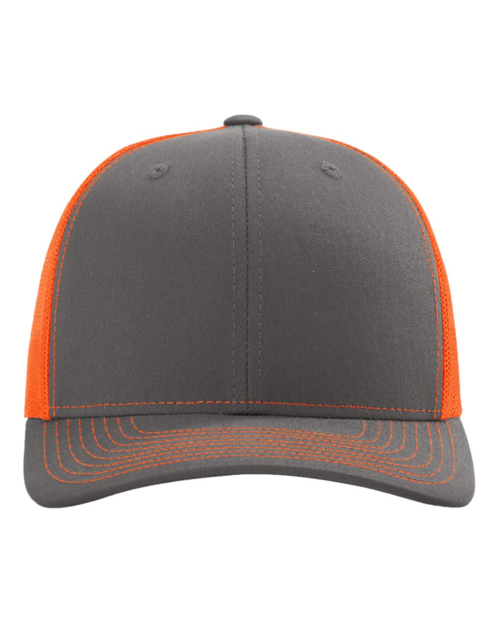 Richardson Snapback Trucker Cap - 112 Charcoal- Neon Orange