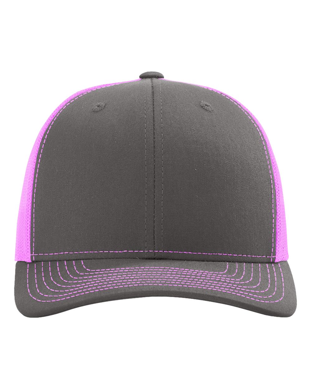 Richardson Snapback Trucker Cap - 112 Charcoal- Neon Pink
