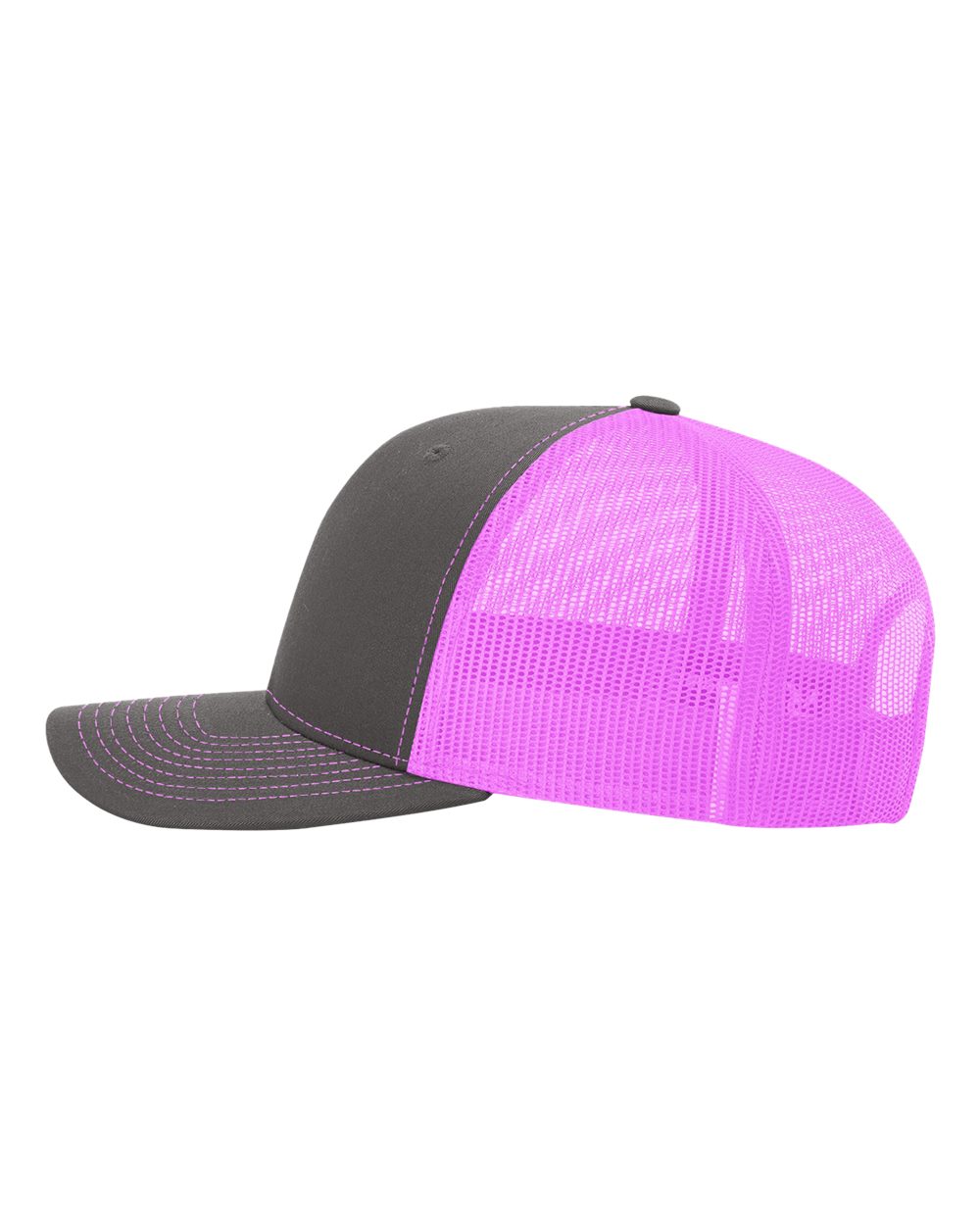 Richardson Snapback Trucker Cap - 112 Charcoal- Neon Pink