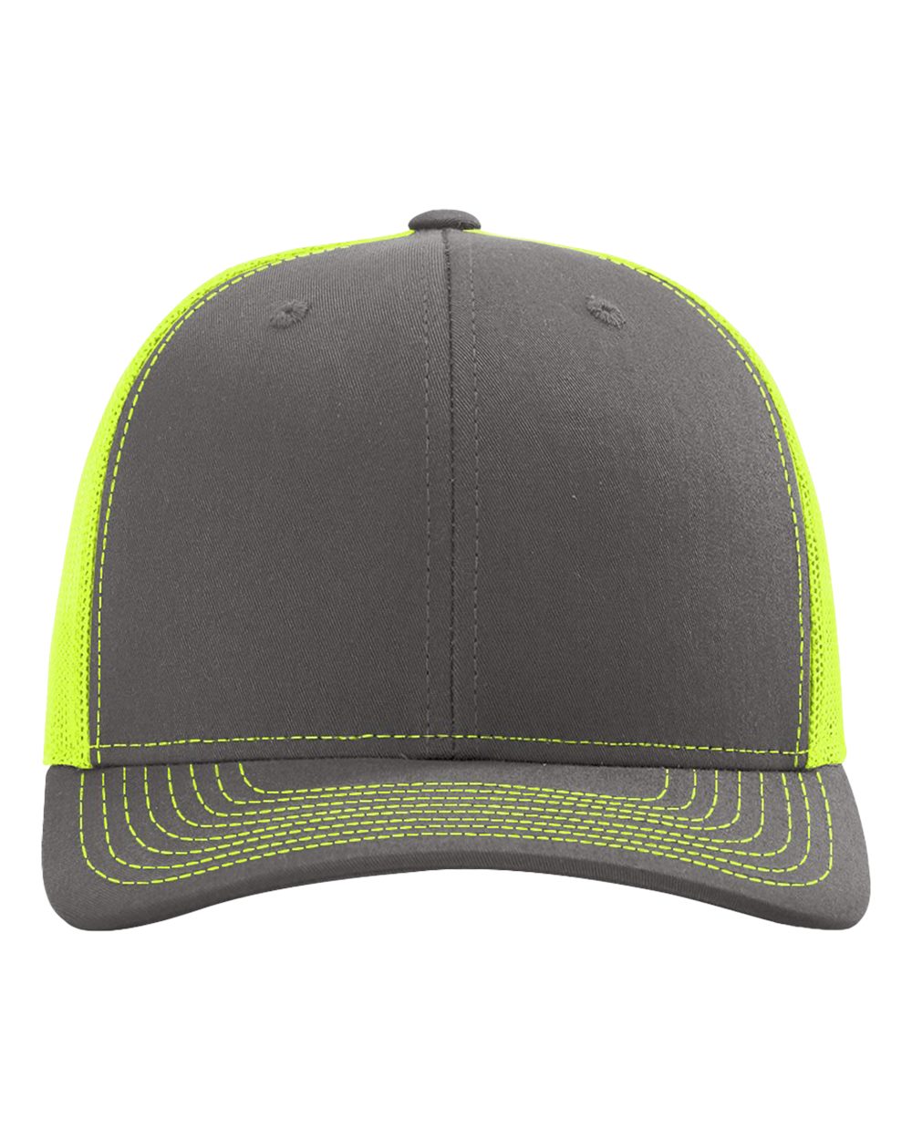Richardson Snapback Trucker Cap - 112 Charcoal- Neon Yellow