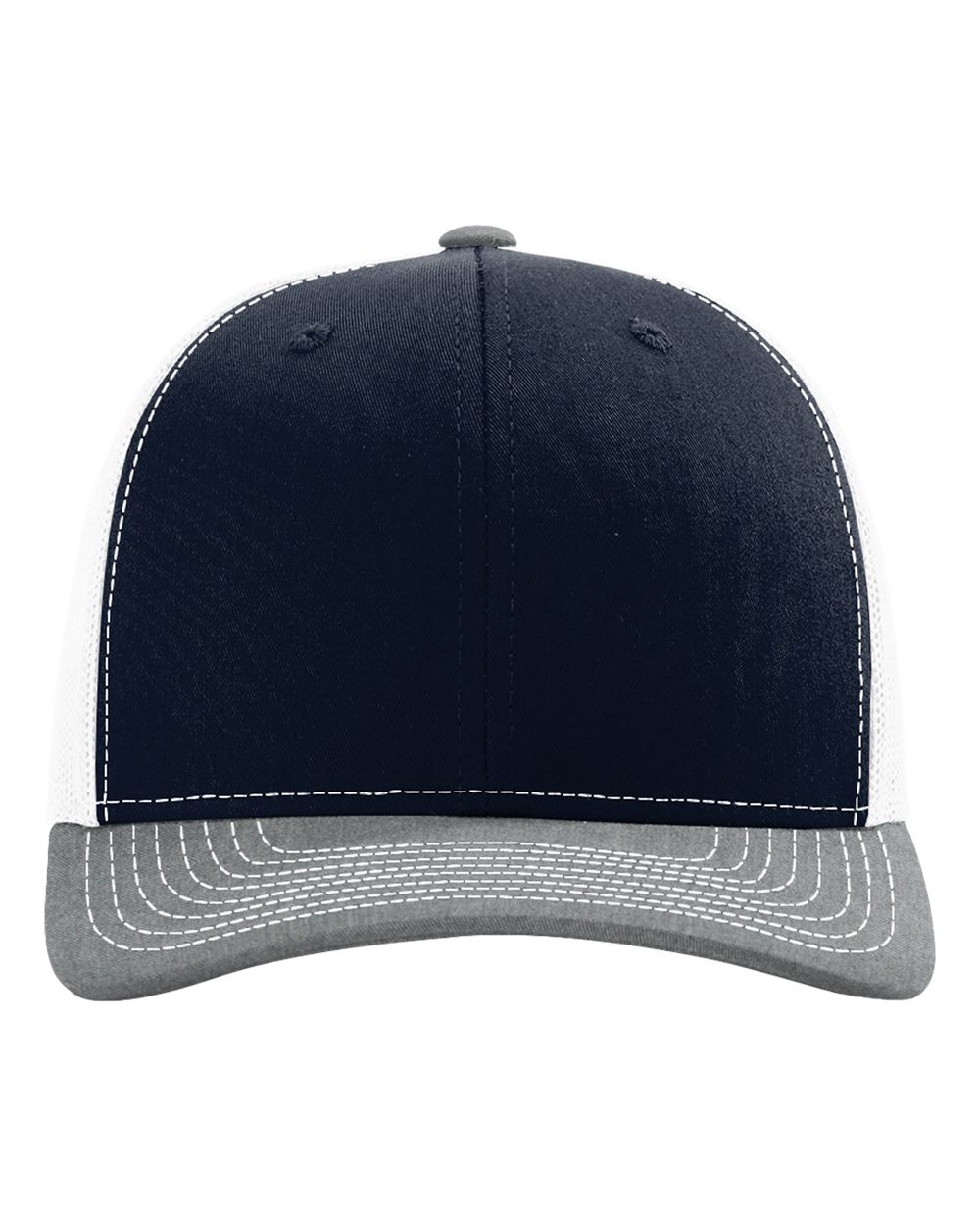 Richardson Snapback Trucker Cap - 112 Navy- White- Heather Grey