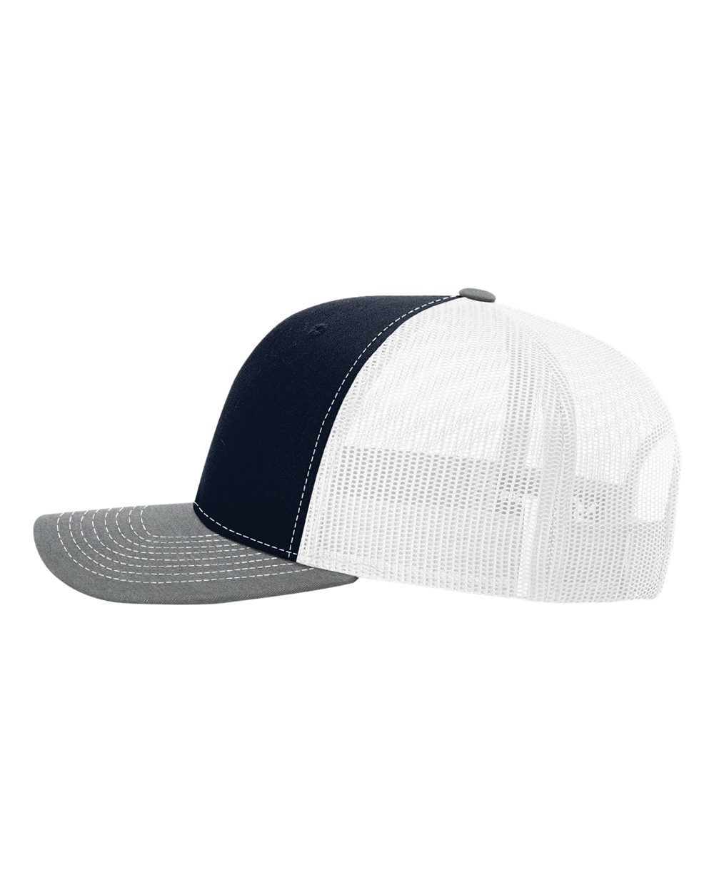Richardson Snapback Trucker Cap - 112 Navy- White- Heather Grey