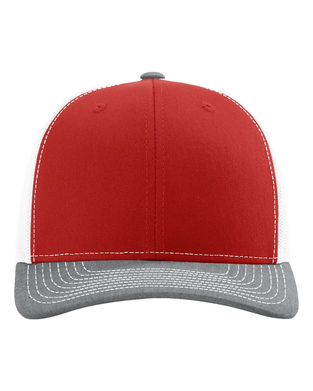 Richardson Snapback Trucker Cap - 112 Red- White- Heather Grey