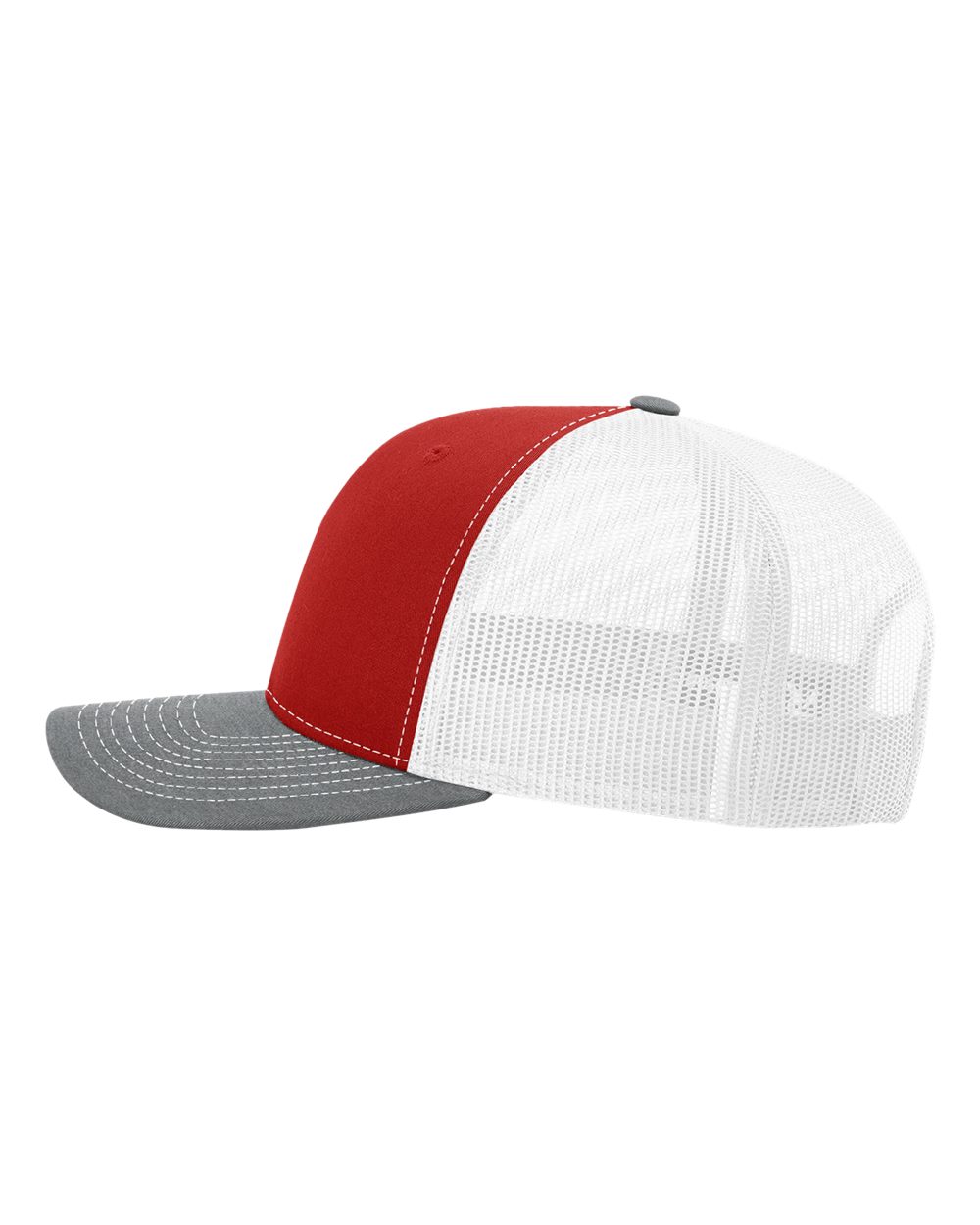 Richardson Snapback Trucker Cap - 112 Red- White- Heather Grey