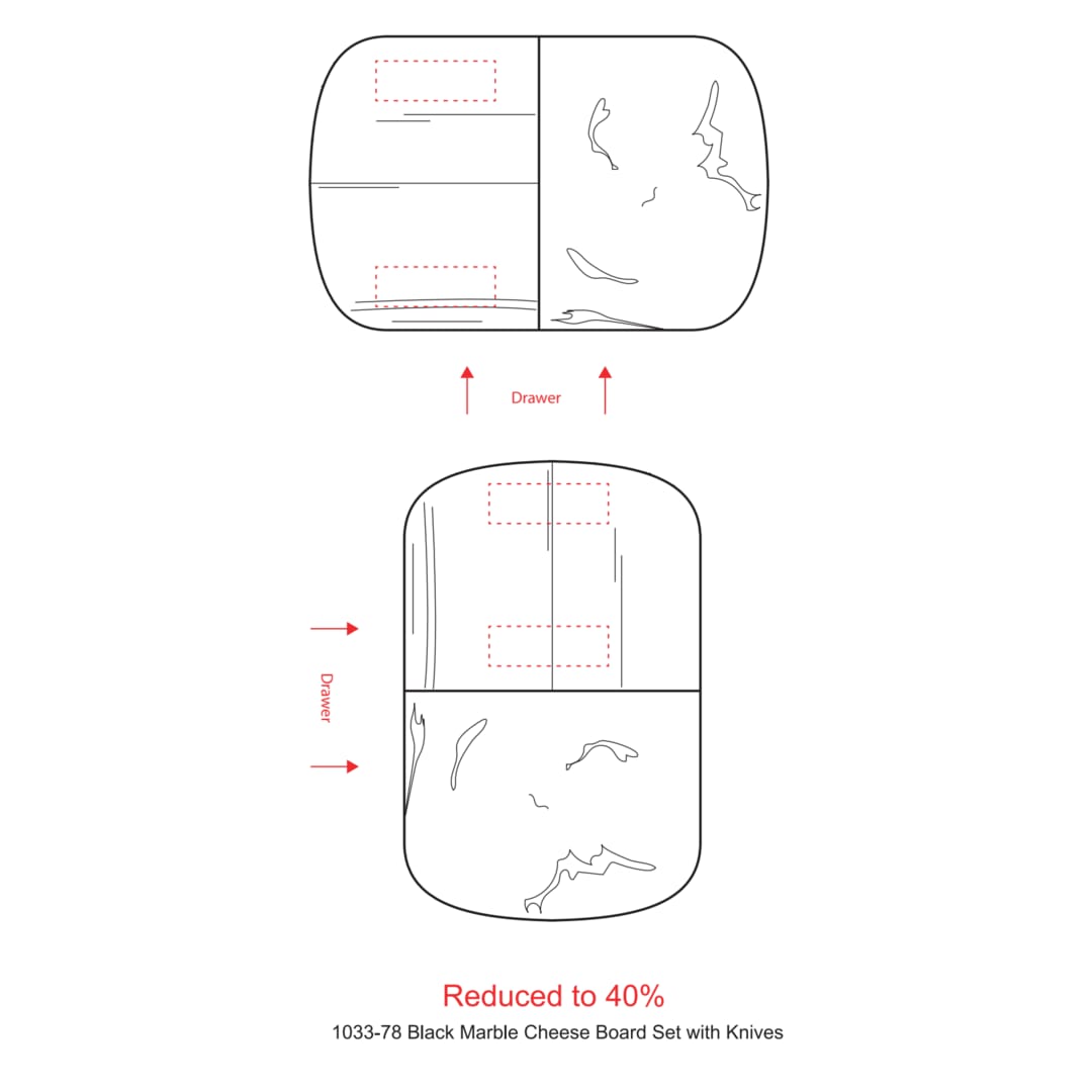 Black Marble Cheese Board Set with Knives - 1033-78 Natural