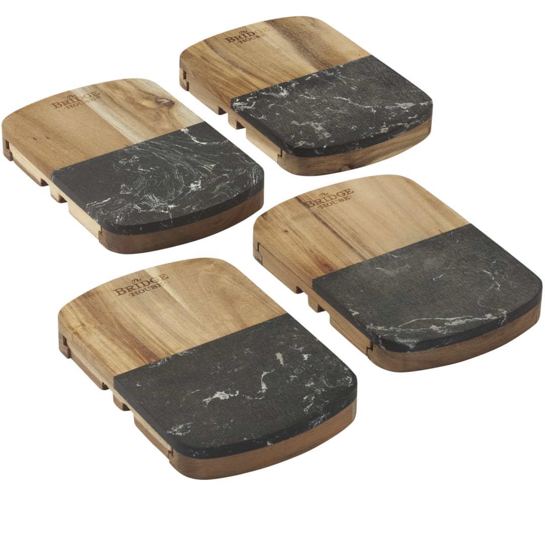Black Marble Cheese Board Set with Knives - 1033-78 Natural