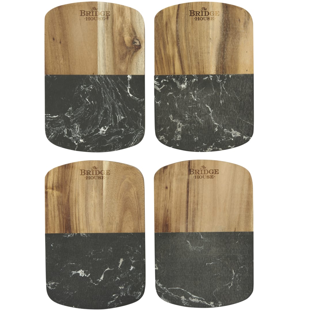 Black Marble Cheese Board Set with Knives - 1033-78 Natural