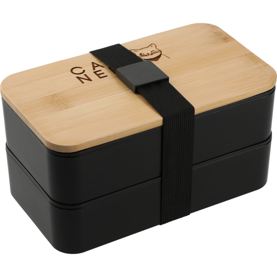 Stackable Bamboo Fiber Bento Box - 1033-85 Black
