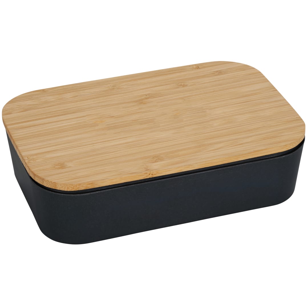 Bamboo Fiber Lunch Box with Cutting Board Lid - 1033-93 Black