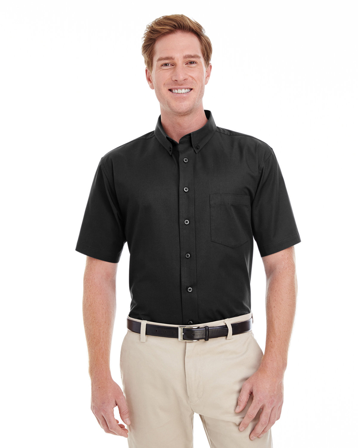 Men's Foundation 100% Cotton Short-Sleeve Twill Shirt with Teflon™ - M582