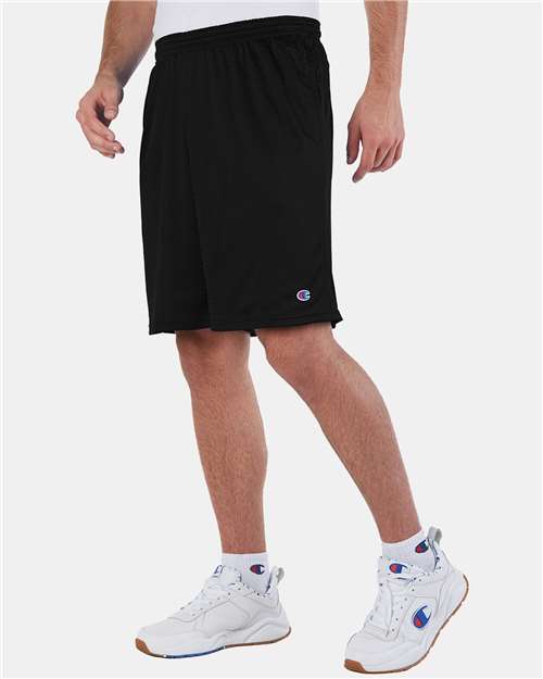 Champion Unisex Polyester Mesh 9" Shorts with Pockets - S162 Black