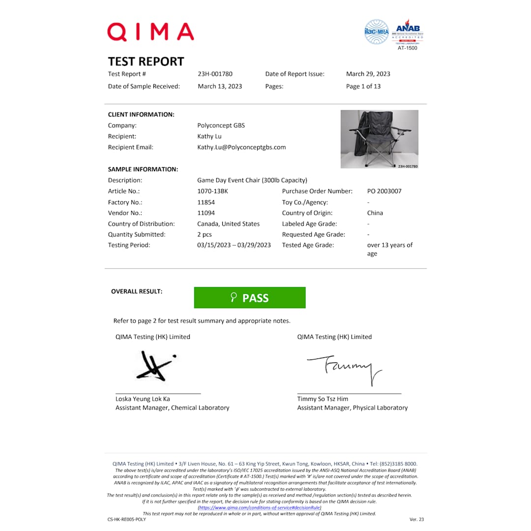 Game Day Event Chair (300lb Capacity) - 1070-13 Black