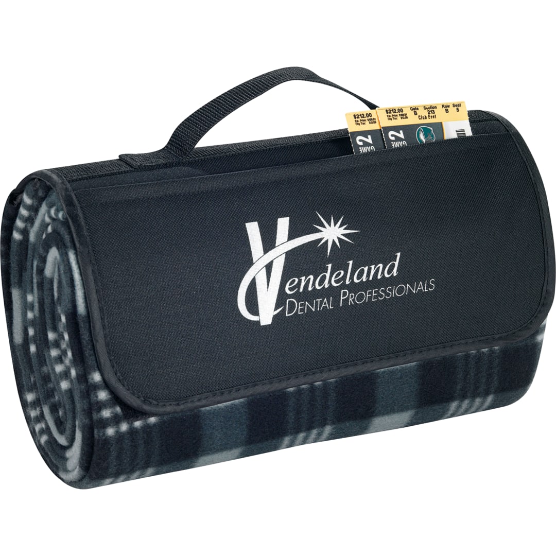 Padded Water-Resistant Fleece Picnic Blanket - 1070-15 Black