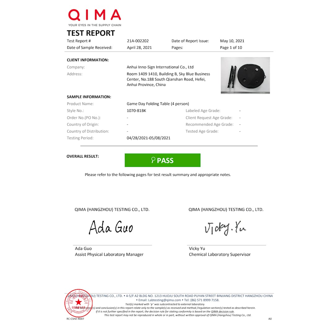 Game Day Folding Table (4 person) - 1070-81 Black