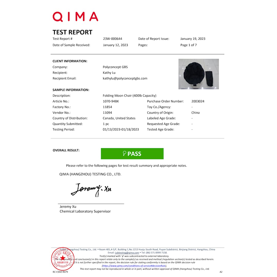 Folding Moon Chair (400lb Capacity) - 1070-94 Black